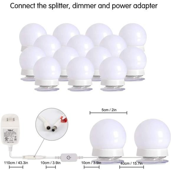 Hollywood Led Vanity Lights Strip Kit,with 14 Dimmable Light Bulbs for Full Body - Picture 4 of 7